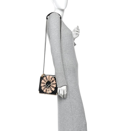 Fendi Vitello Century Snakeskin F is Fendi Flower Burst FF Small Kan I Shoulder Bag Black Beige 2 of 13