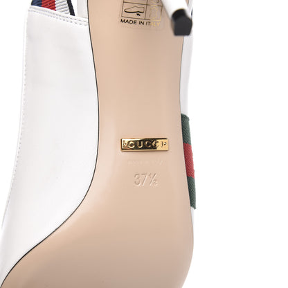 Gucci Malaga Kid Web Sylvie Mid Heel Slingback Pumps 37.5 White 6 of 9