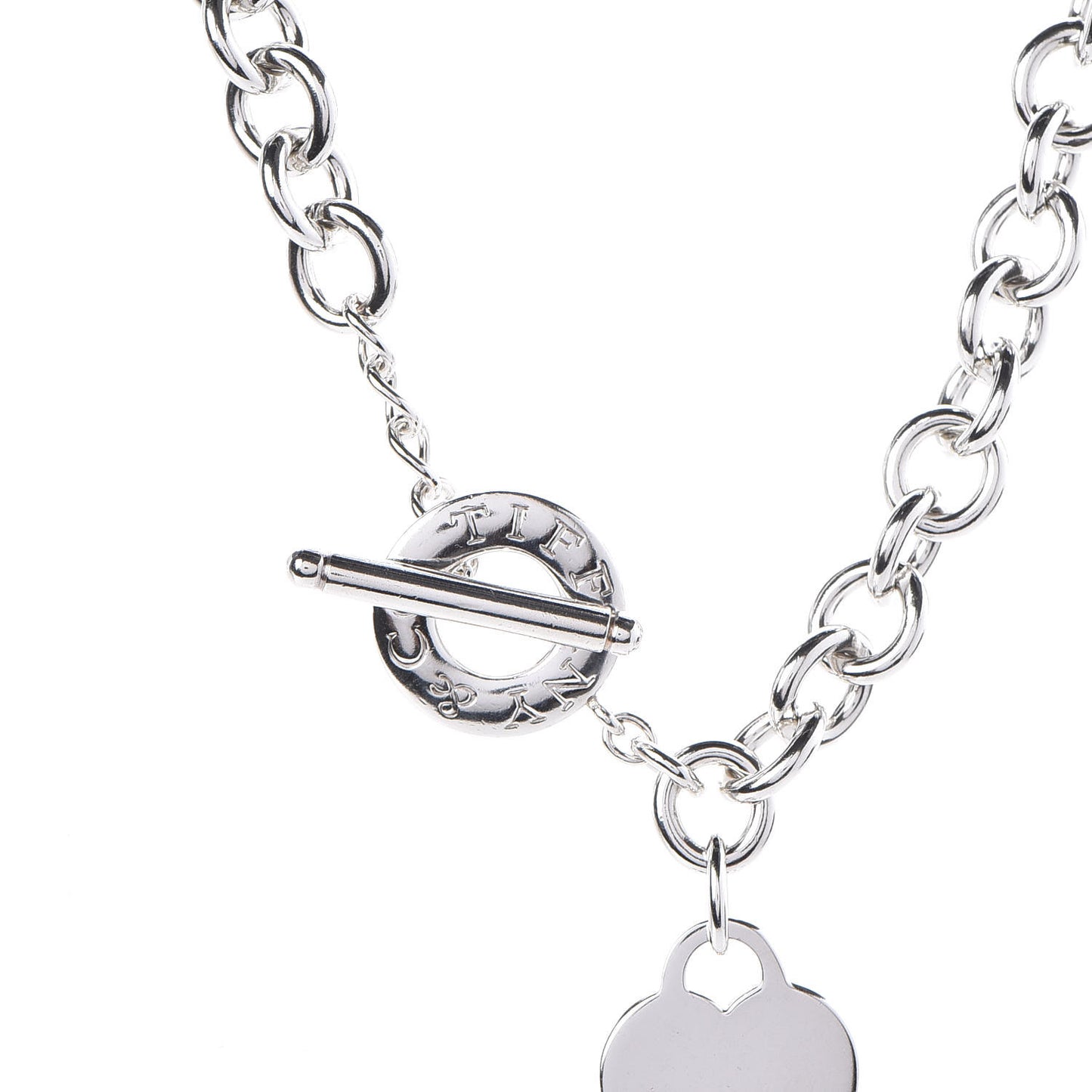 Sterling Silver Heart Tag Toggle Necklace