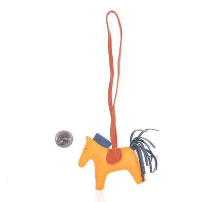 Hermes Milo Lambskin Grigri Rodeo Horse Bag Charm PM Jaune D'Or Bleu Agate Cornaline 2 of 4
