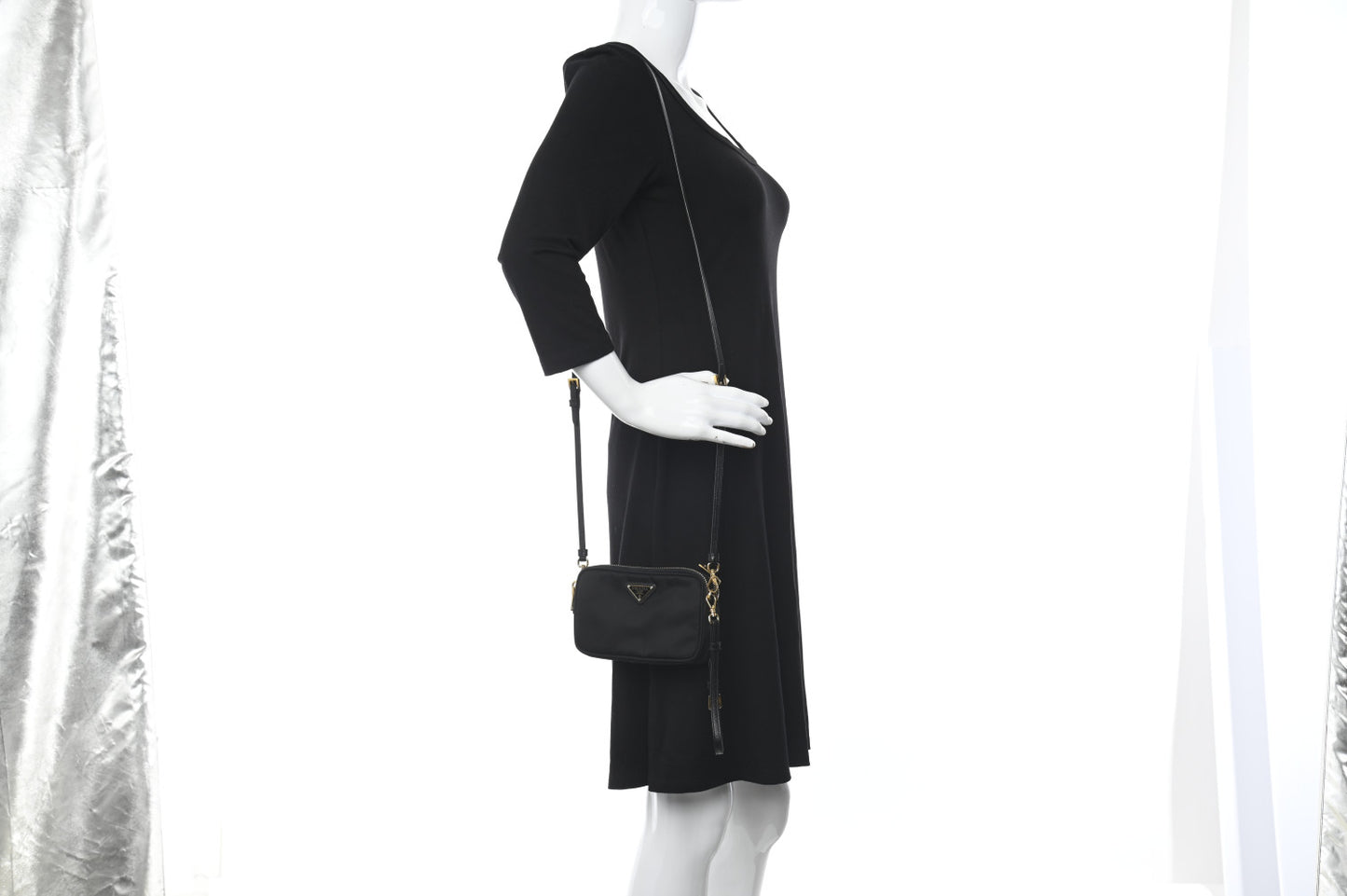 Tessuto Nylon Mini Camera Crossbody Bag Black