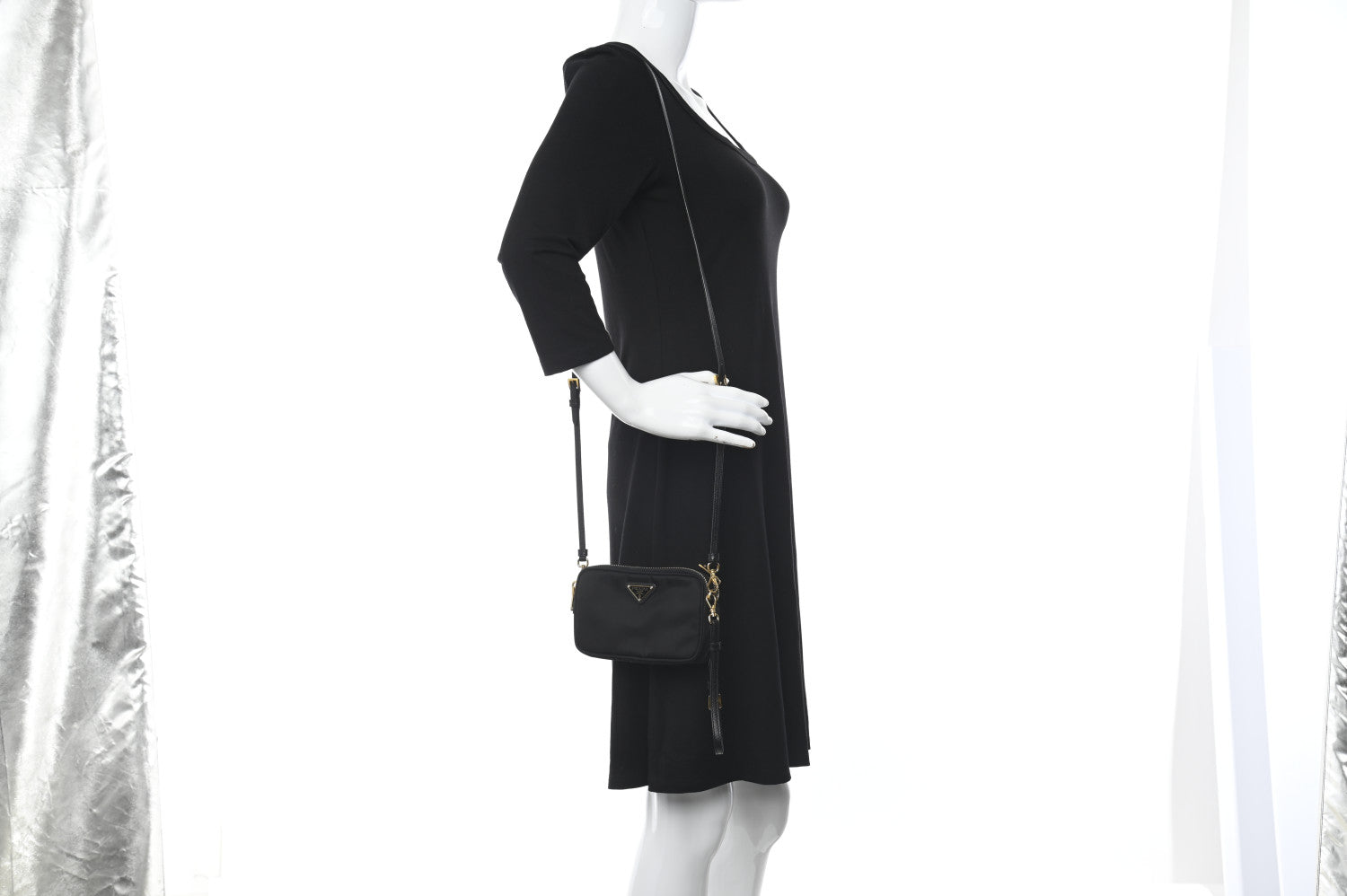 Prada Tessuto Nylon Mini Camera Crossbody Bag Black 2 of 10