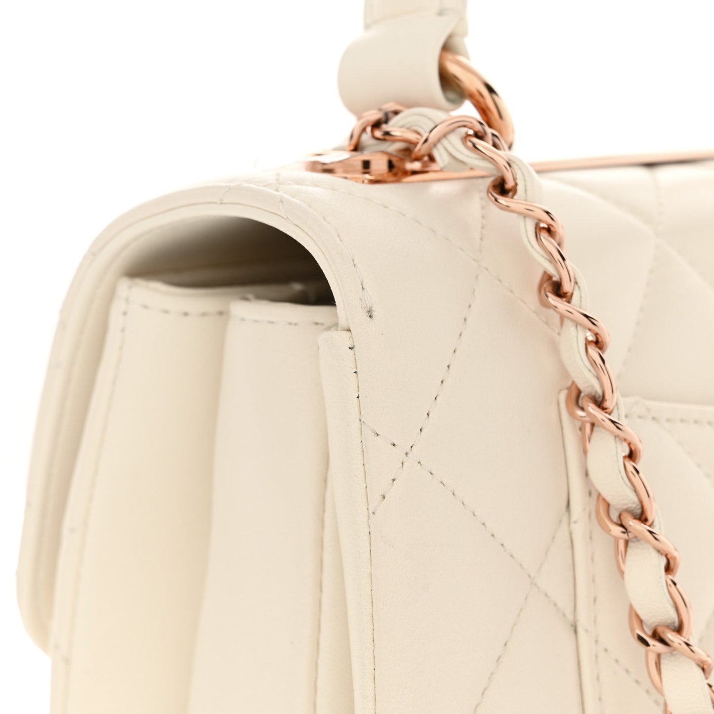 Lambskin Quilted Small Trendy CC Dual Handle Flap Bag White