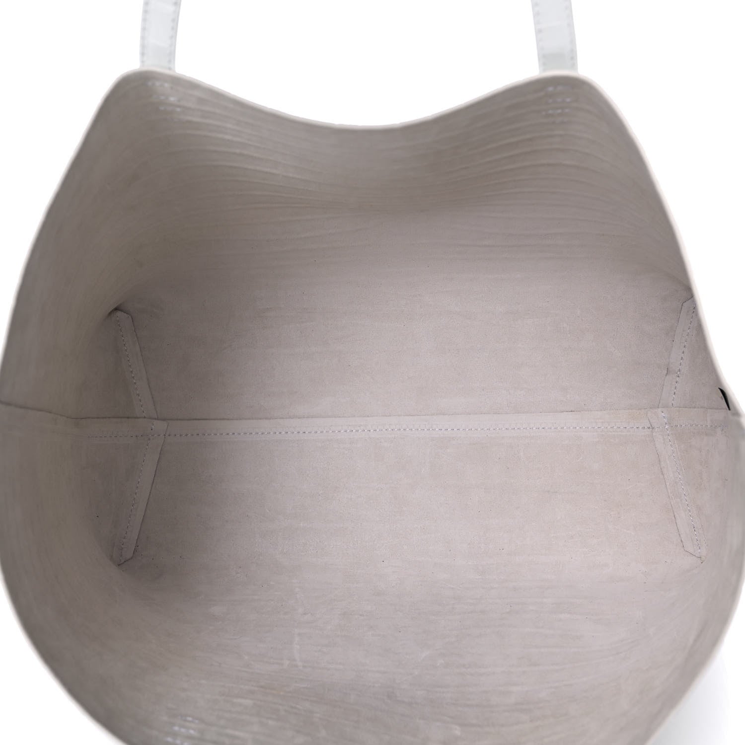 Mansur Gavriel Calfskin Crocodile Embossed Large Shopping Tote White 5 of 12