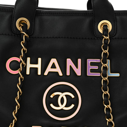 Chanel Calfskin Medium Deauville Tote Black Multicolor 9 of 15