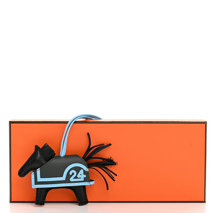Hermes Milo Lambskin Grigri Rodeo Robeo 24 Bag Charm PM Black Vert Mangrove Celeste 5 of 5