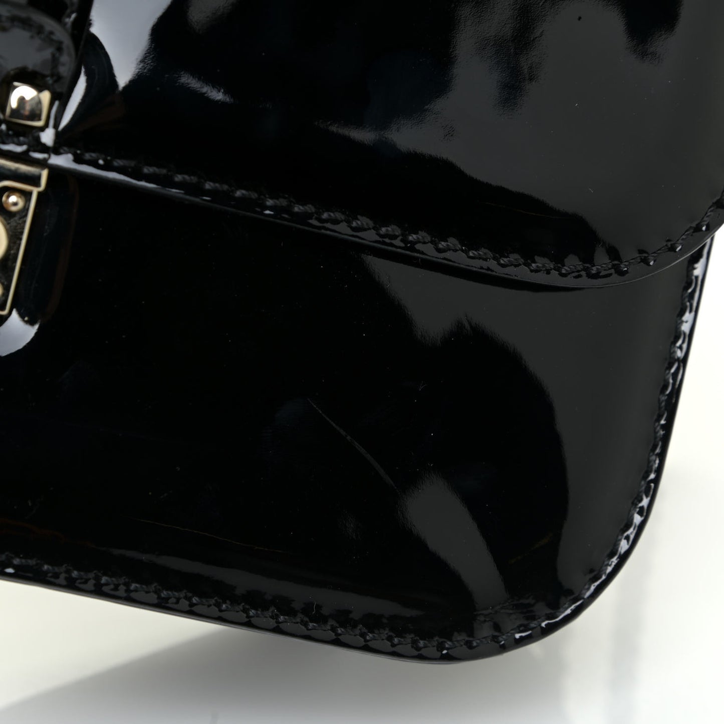 Patent Monochrome Medium Glam Lock Rockstud Flap Black