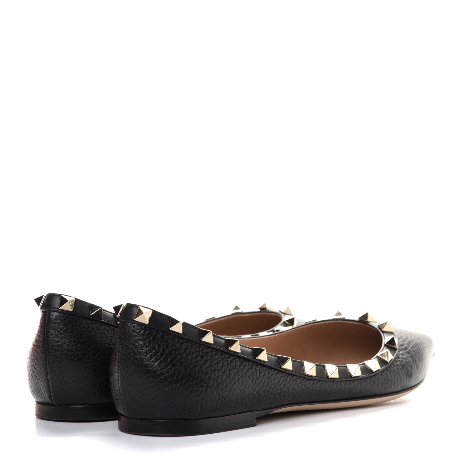 Valentino Garavani Pebbled Calfskin Rockstud Ballerina Flats 39 Black 4 of 7