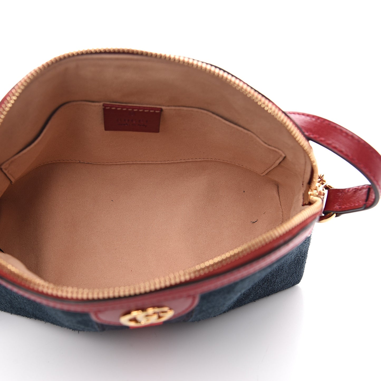 Suede Calfskin Web Small Ophidia Dome Shoulder Bag New Blue Romantic Cherry