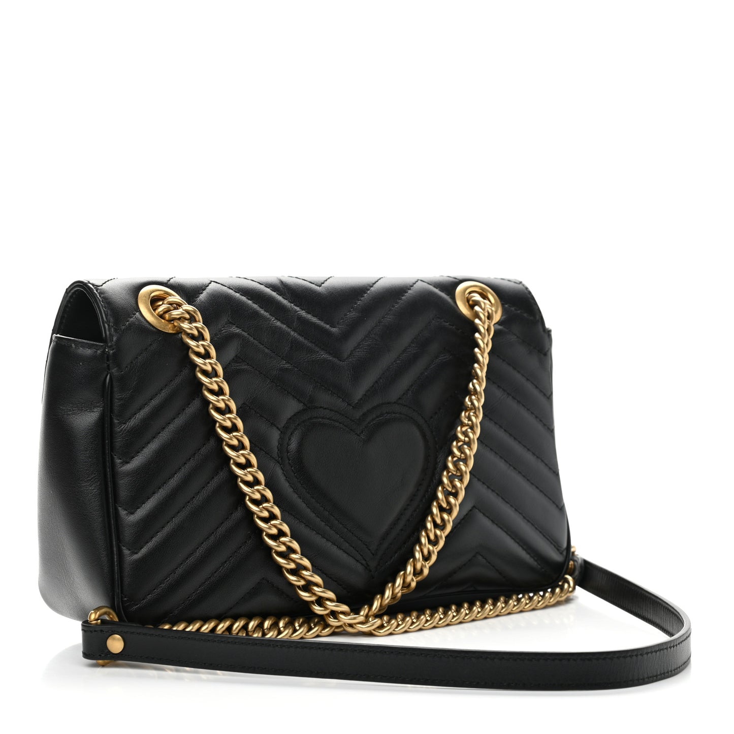 Calfskin Matelasse Small GG Marmont Shoulder Bag Black