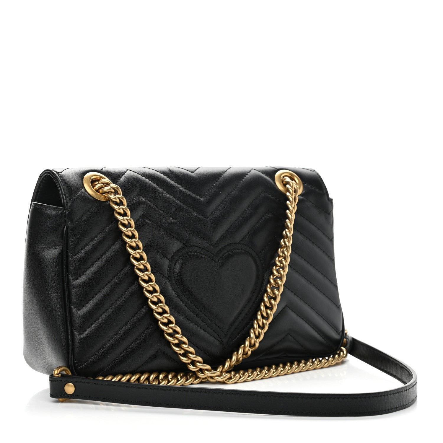 Gucci Calfskin Matelasse Small GG Marmont Shoulder Bag Black 3 of 12