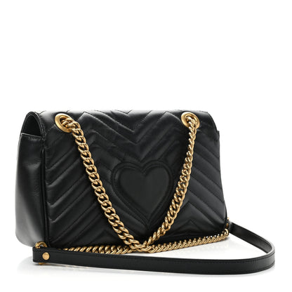 Gucci Calfskin Matelasse Small GG Marmont Shoulder Bag Black 3 of 12