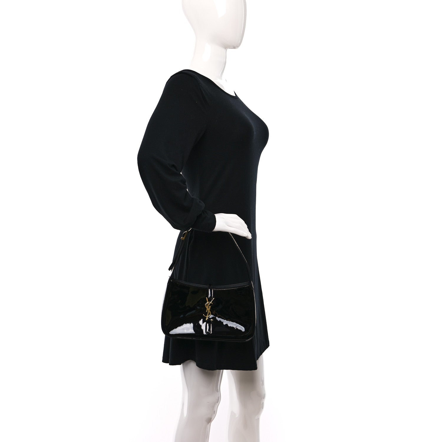 Saint Laurent Patent Le 5 A 7 Hobo Black 2 of 10