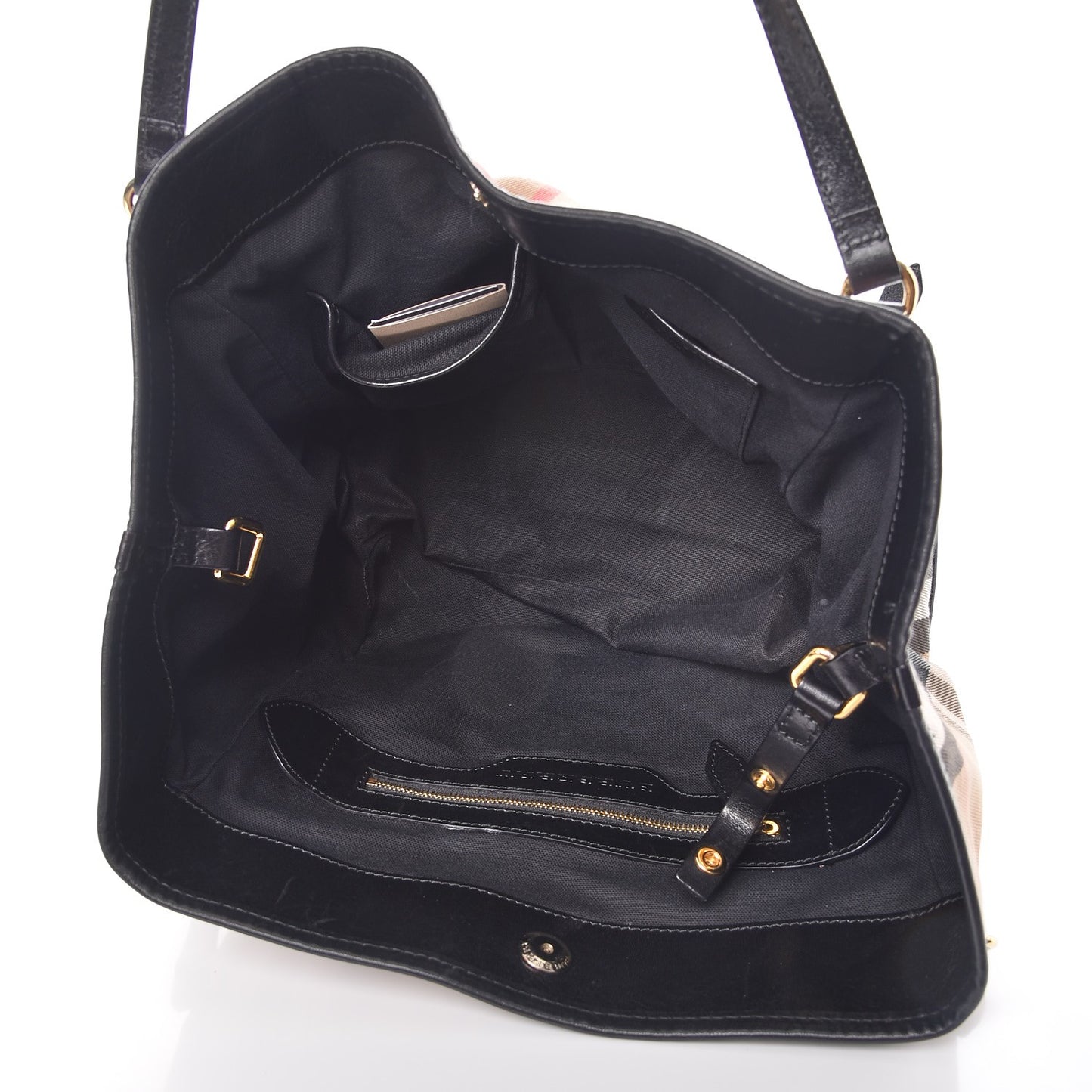 Bridle Calfskin House Check Small Canterbury Tote Black