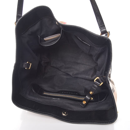 Burberry Bridle Calfskin House Check Small Canterbury Tote Black 5 of 9