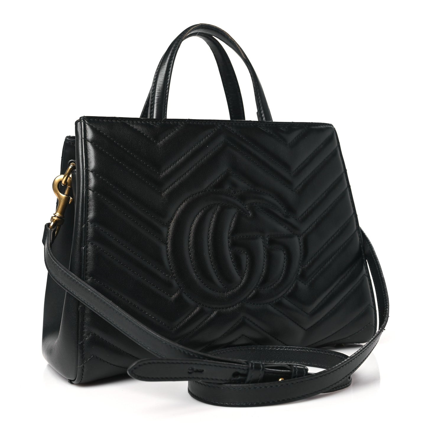 Calfskin Matelasse Small GG Marmont Tote Black