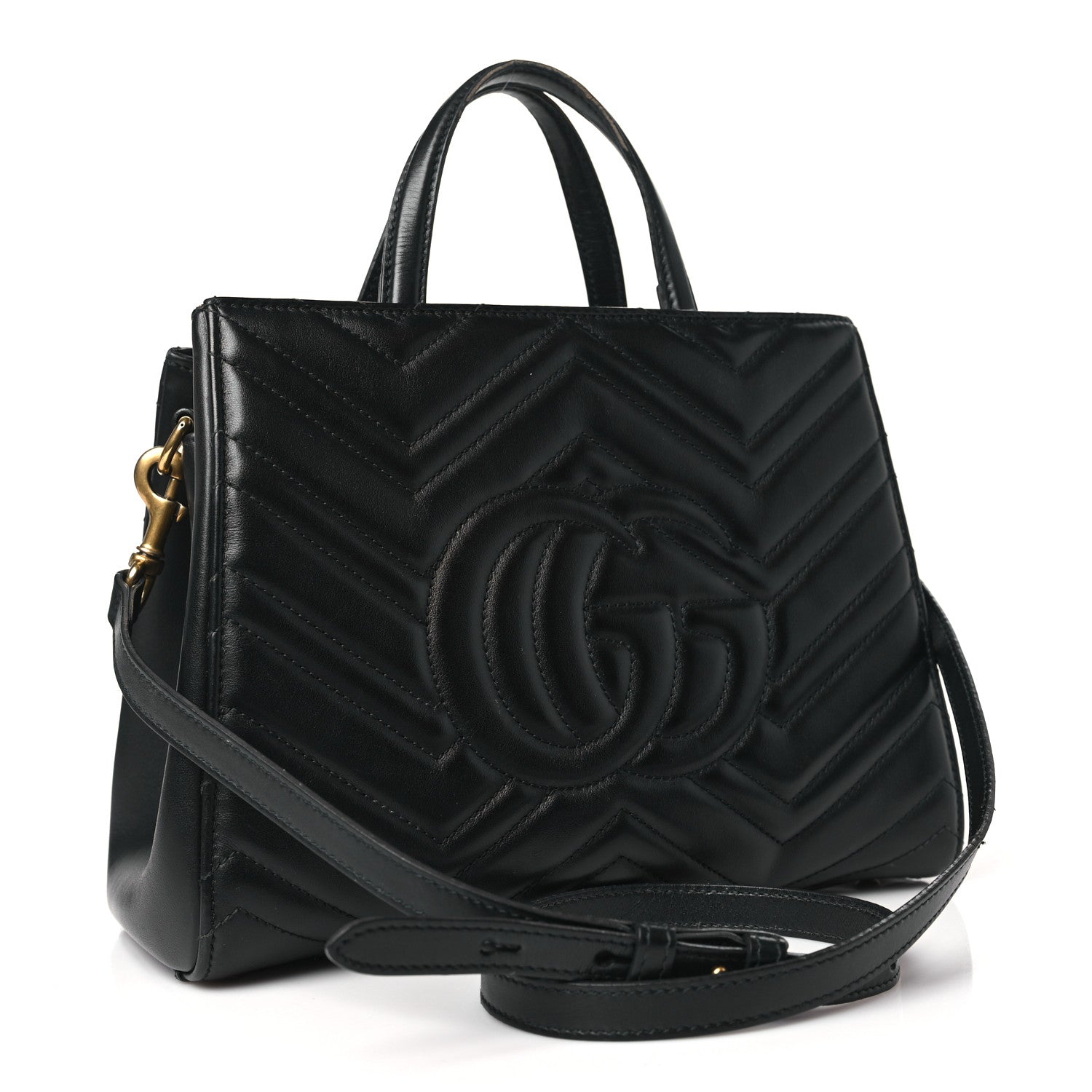 Gucci Calfskin Matelasse Small GG Marmont Tote Black 3 of 15