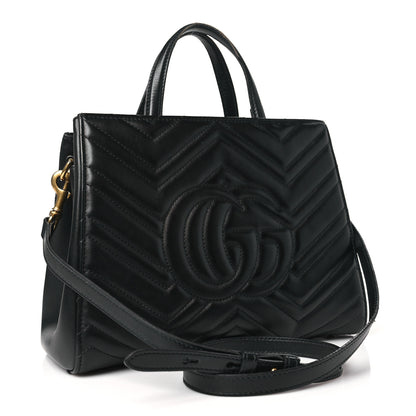 Gucci Calfskin Matelasse Small GG Marmont Tote Black 3 of 15