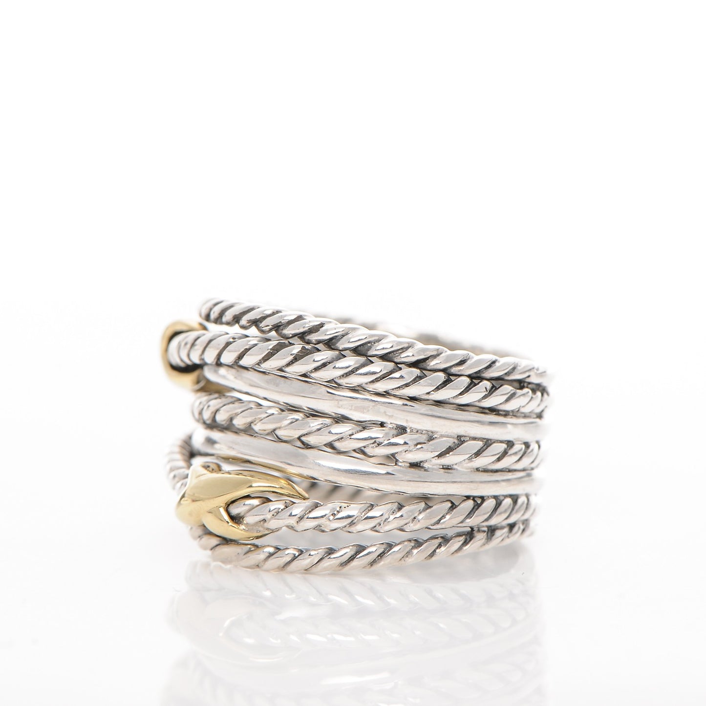 Sterling Silver 18K Yellow Gold Double X Crossover Ring 52 6