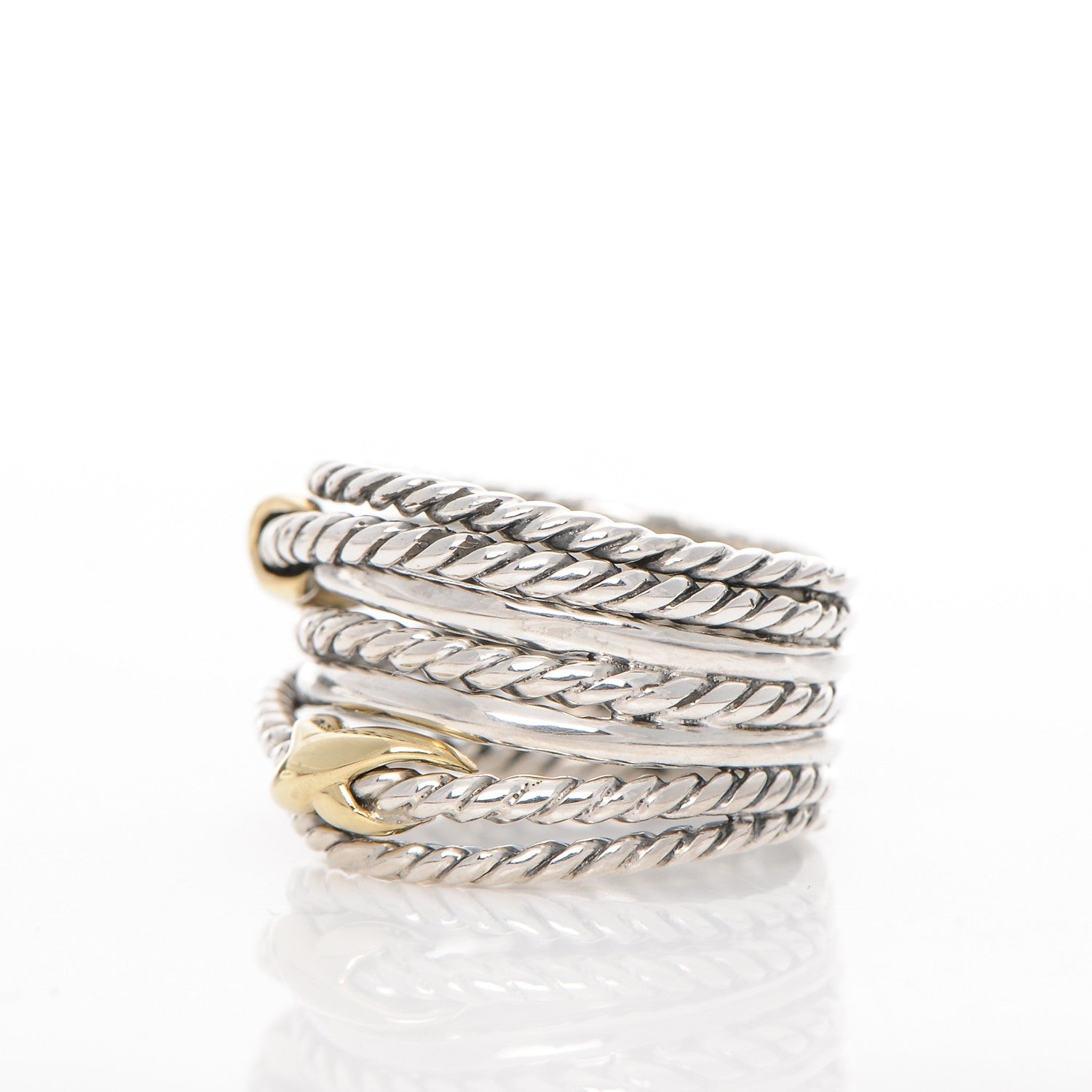 David Yurman Sterling Silver 18K Yellow Gold Double X Crossover Ring 52 6 3 of 5