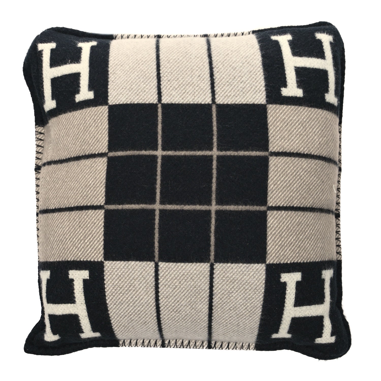 Hermes Wool Cashmere Avalon III Pillow PM Ecru Black 2 of 3