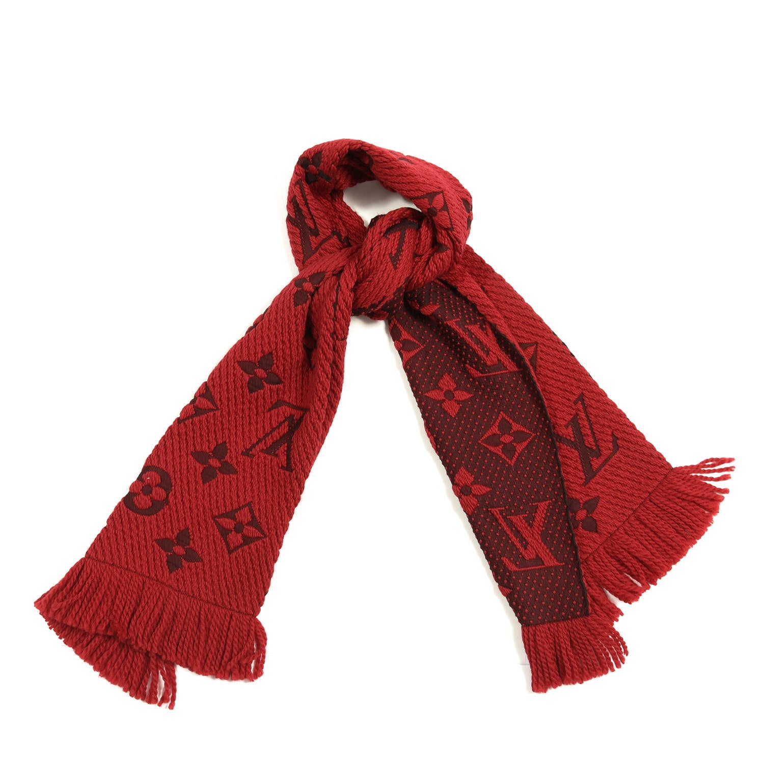 Louis Vuitton Wool Silk Logomania Scarf Rubis 1 of 3