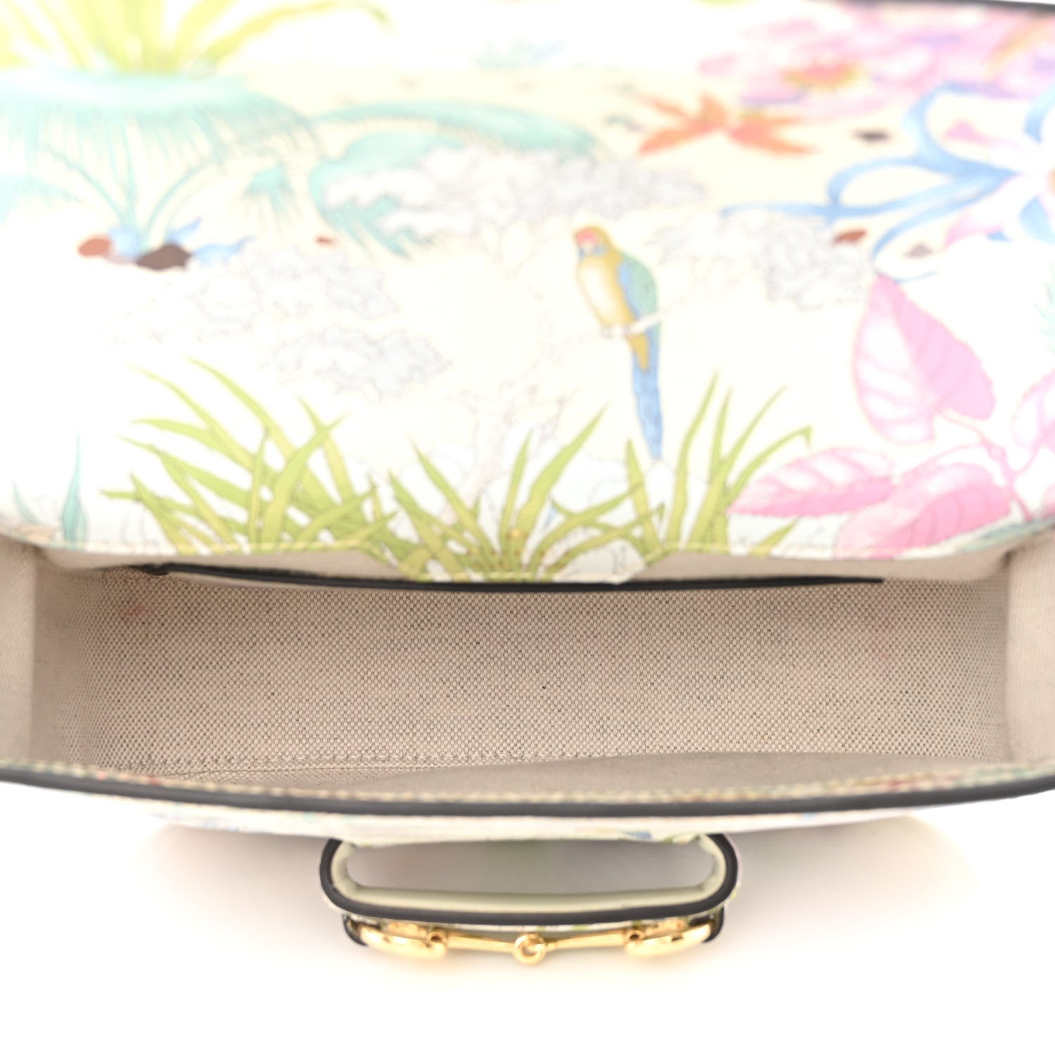 Gucci New Shangai Calfskin Tiger Savanah Web Mini Horsebit 1955 Shoulder Bag Chalky White Multicolor 5 of 10
