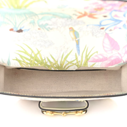 Gucci New Shangai Calfskin Tiger Savanah Web Mini Horsebit 1955 Shoulder Bag Chalky White Multicolor 5 of 10
