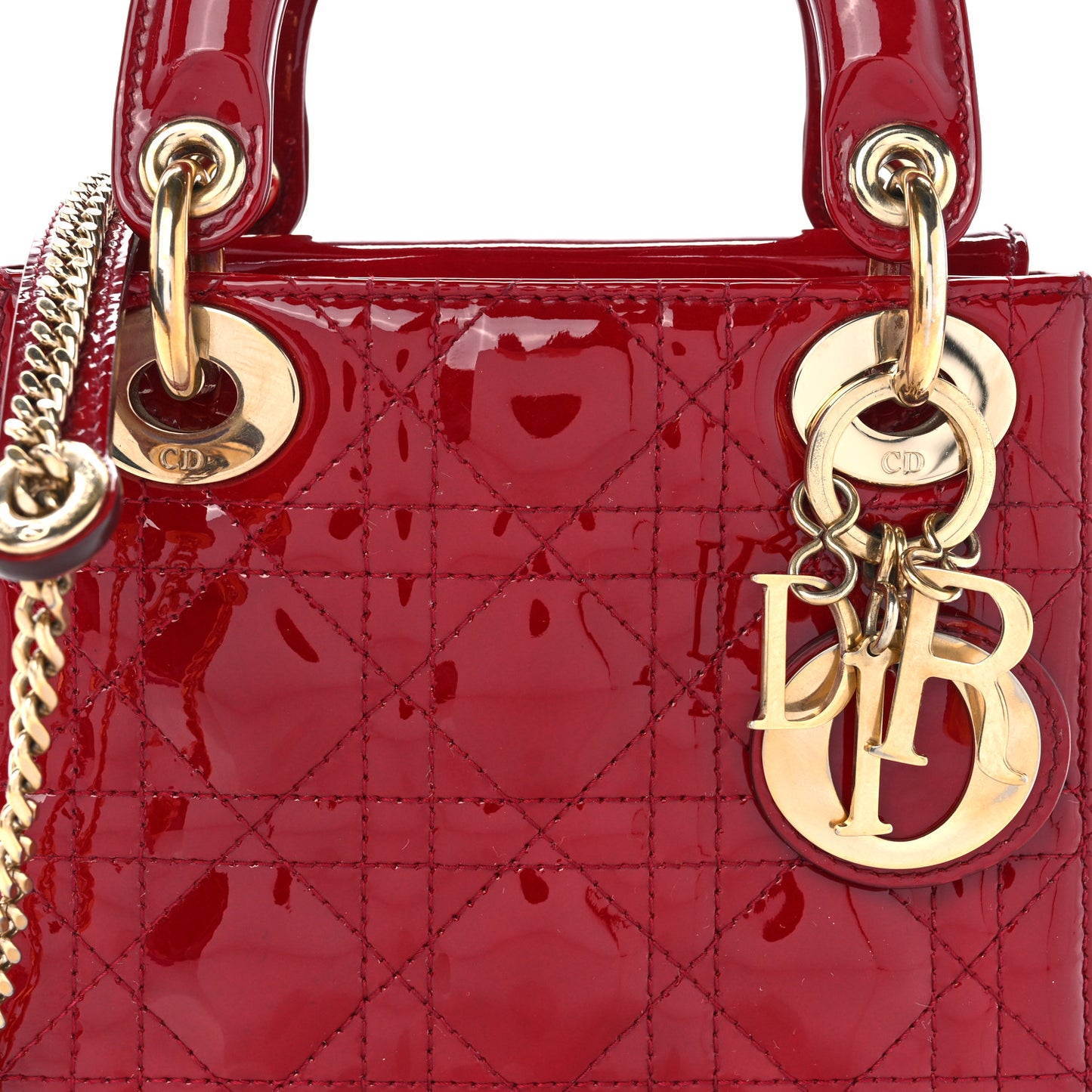 Patent Cannage Mini Lady Dior Red