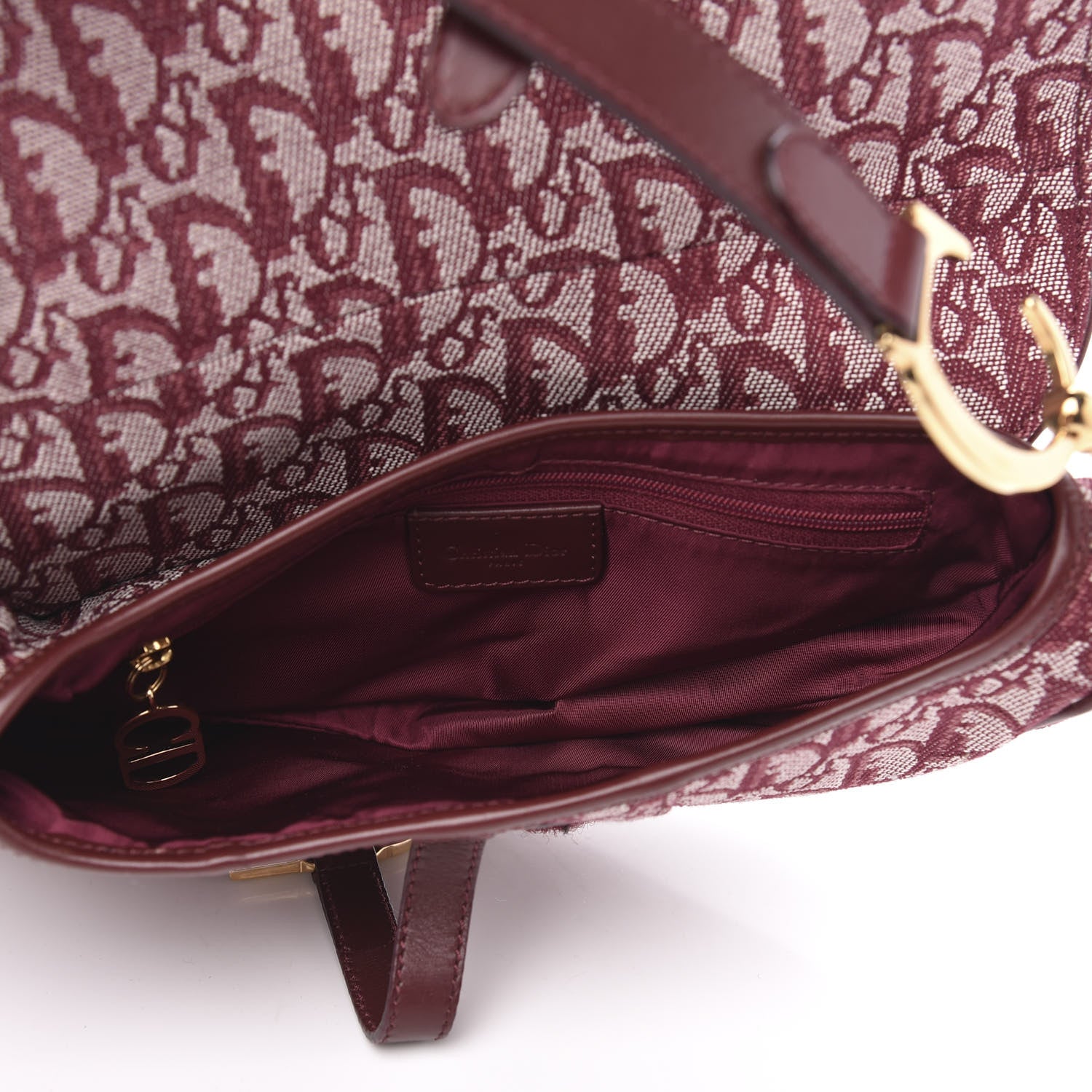 Christian Dior Monogram Saddle Bag Burgundy 5 of 9