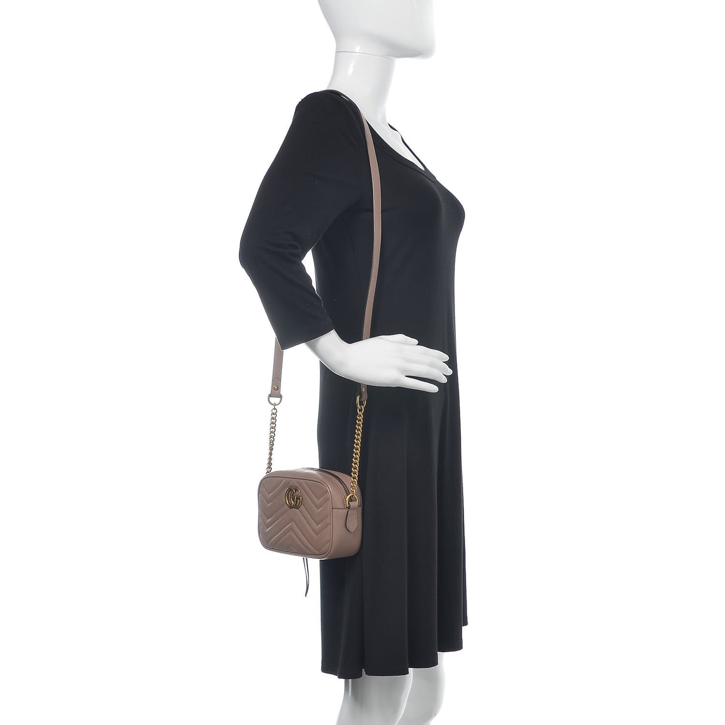 Calfskin Matelasse Mini GG Marmont Chain Shoulder Bag Porcelain Rose