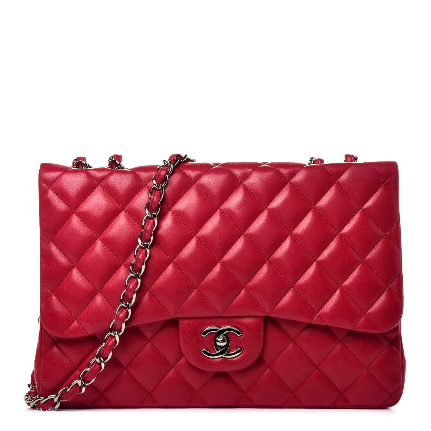 Chanel Lambskin Quilted Jumbo Single Flap Red 1 of 10