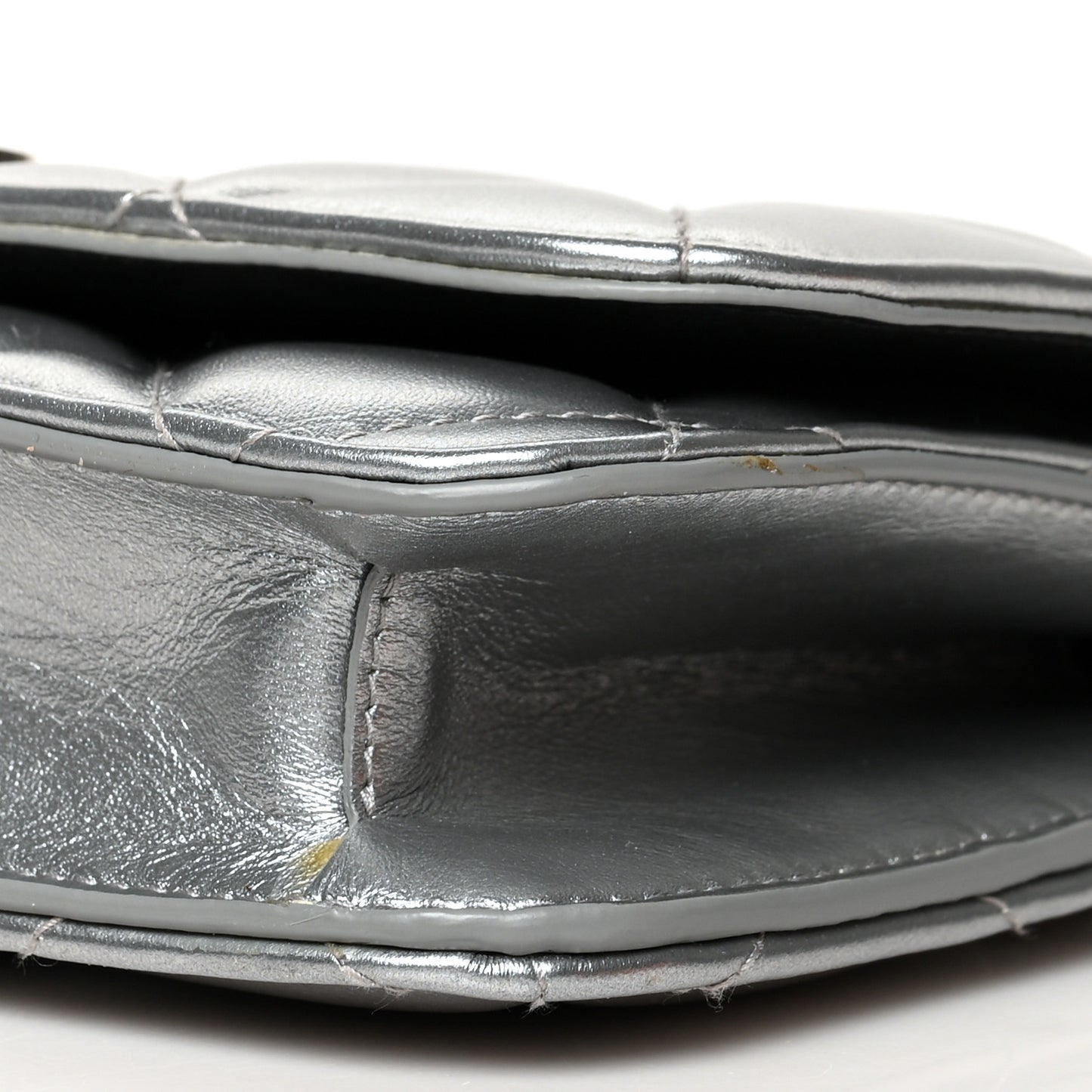Metallic Calfskin Quilted Touch B Wallet On Chain Silver