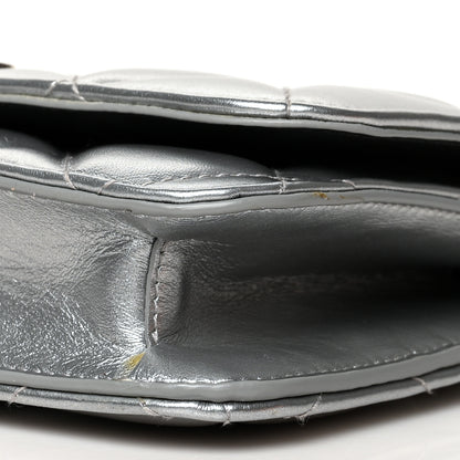 Balenciaga Metallic Calfskin Quilted Touch B Wallet On Chain Silver 9 of 11