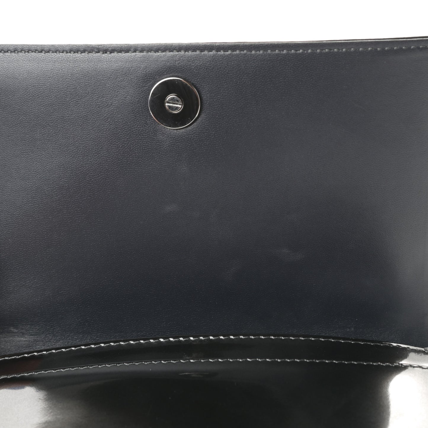Metallic Patent Micro-Cannage Diorama Wallet on Chain Pouch Onyx Black