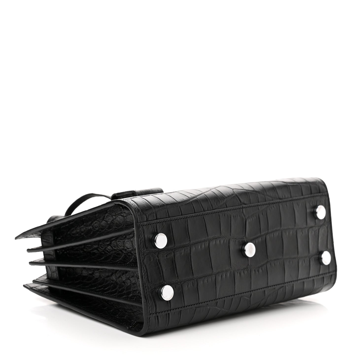 Calfskin Crocodile Embossed Nano Sac De Jour Black