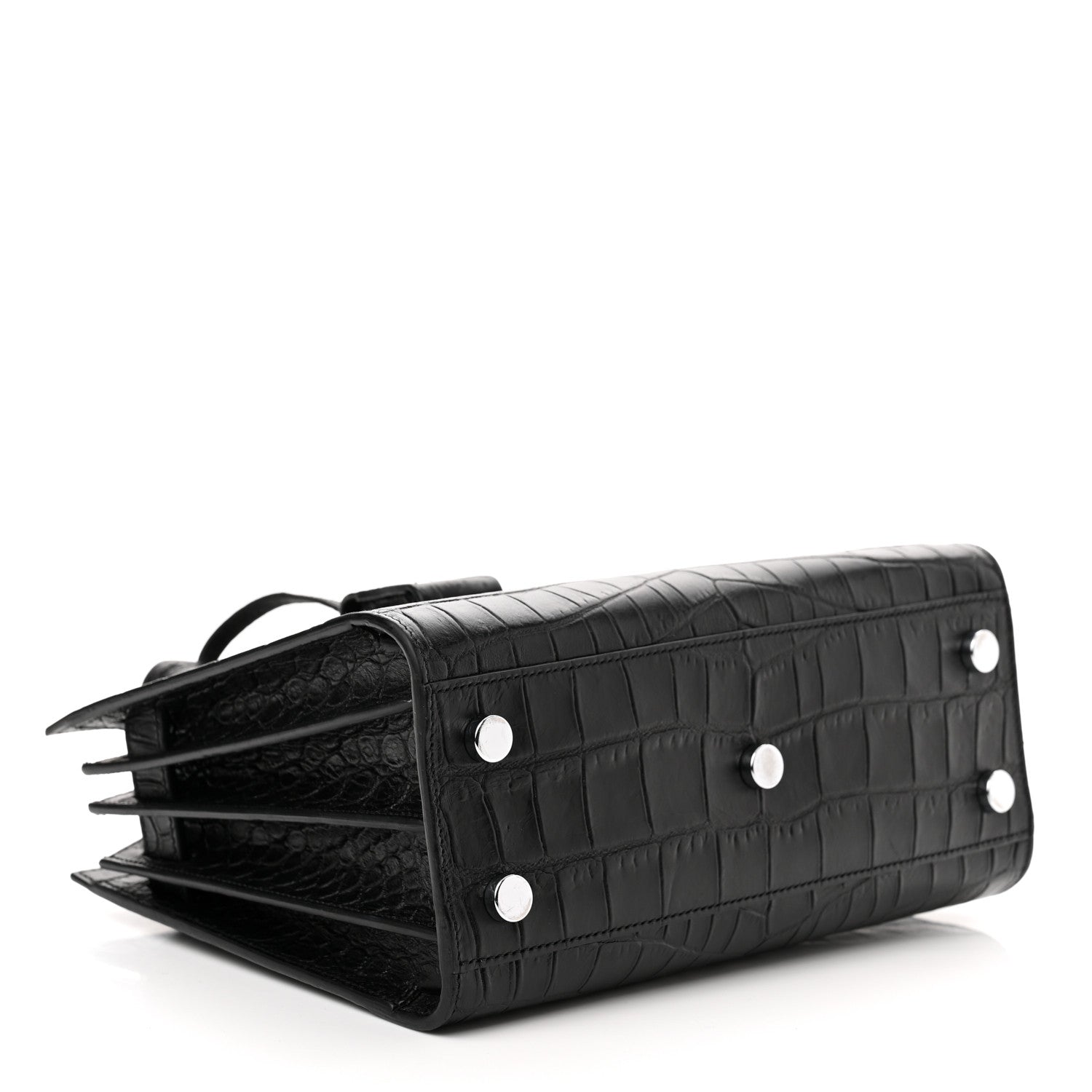 Saint Laurent Calfskin Crocodile Embossed Nano Sac De Jour Black 3 of 9