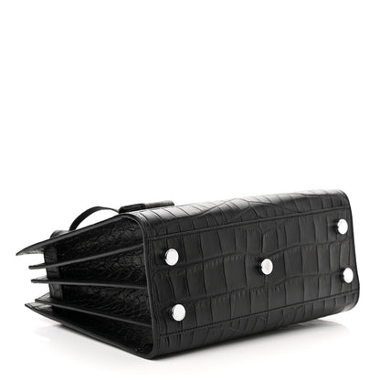 Saint Laurent Calfskin Crocodile Embossed Nano Sac De Jour Black 3 of 9