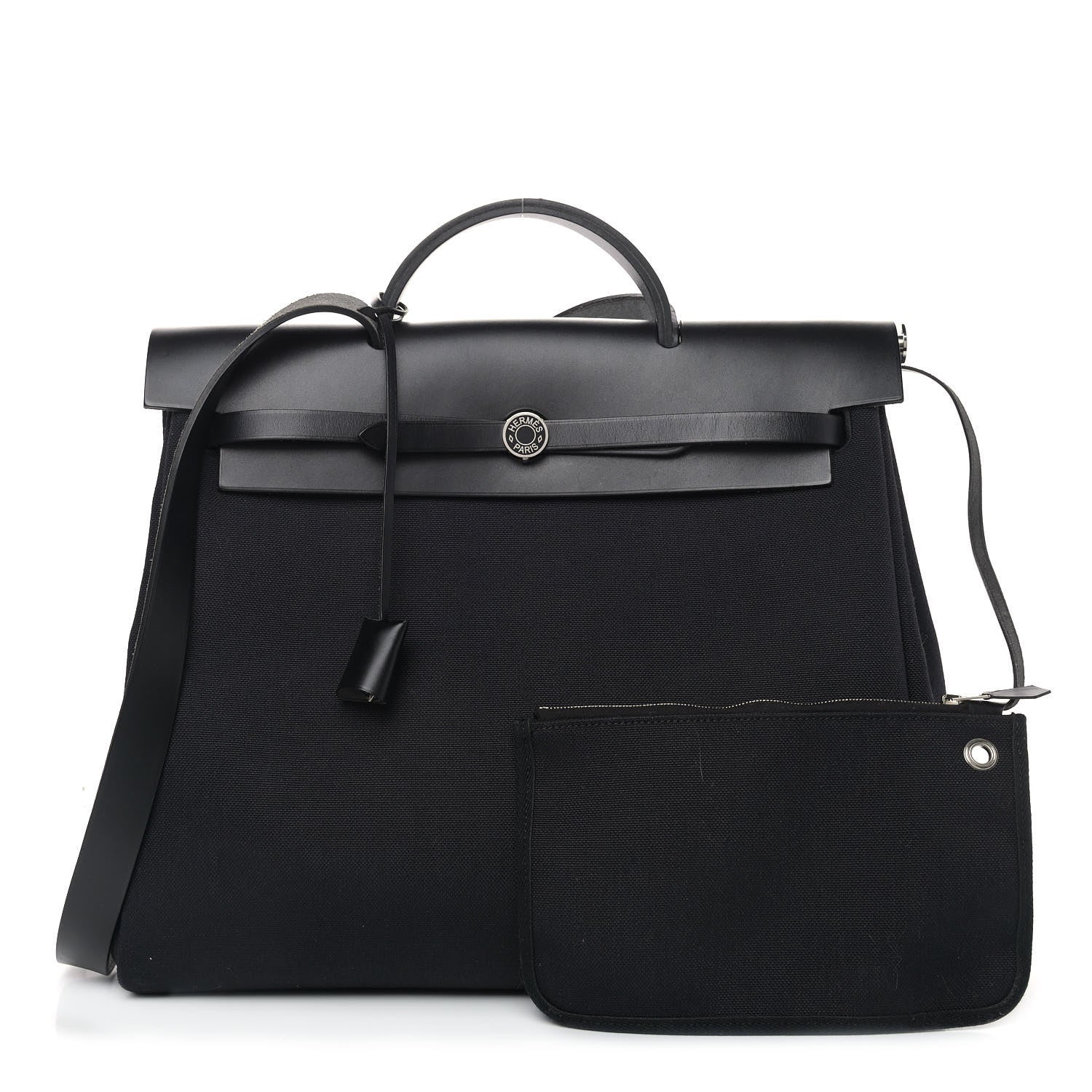 Hermes Toile Militaire Vache Hunter Laque Herbag Zip Retourne 39 MM Black 1 of 11