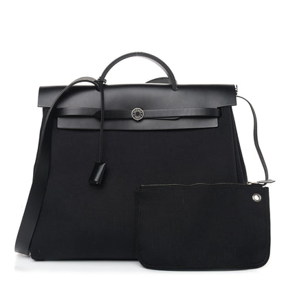 Hermes Toile Militaire Vache Hunter Laque Herbag Zip Retourne 39 MM Black 1 of 11