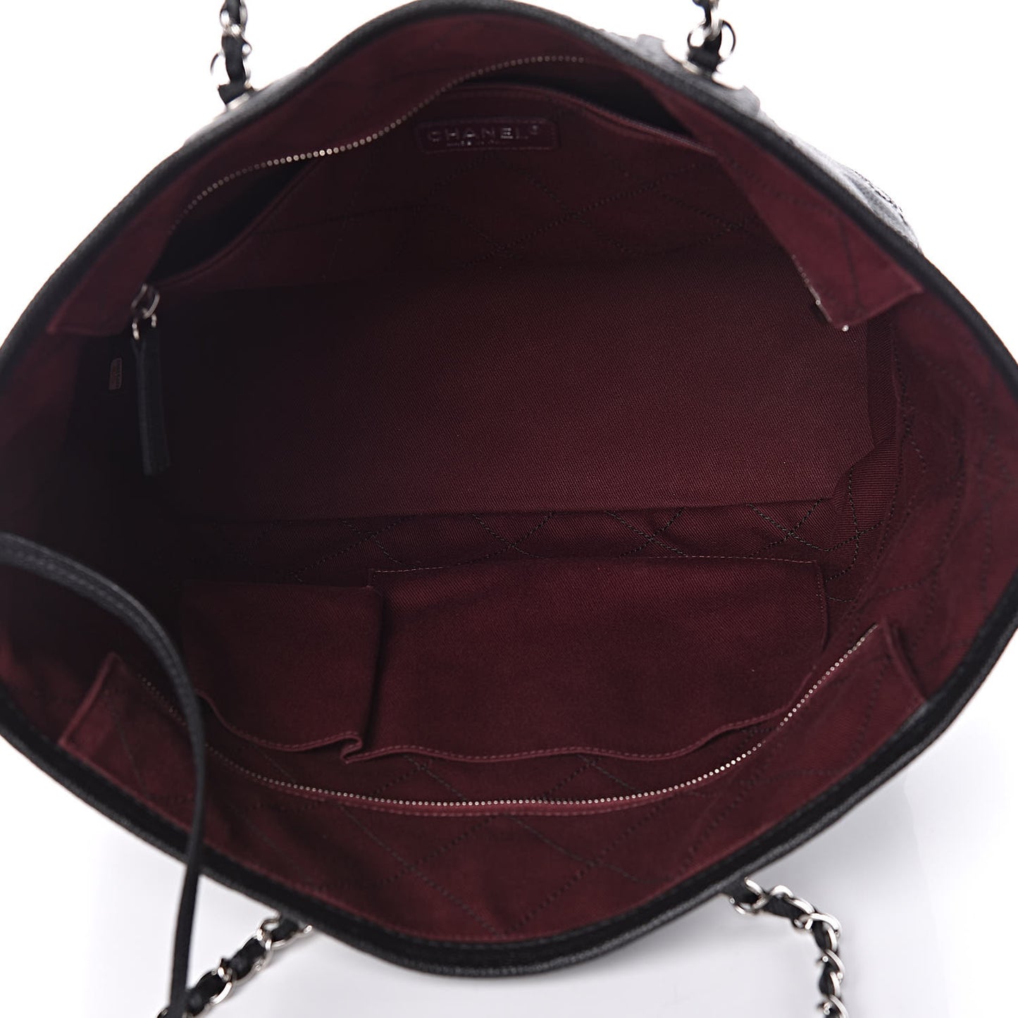 Grained Calfskin Quilted Small Daily Shopping Tote Black