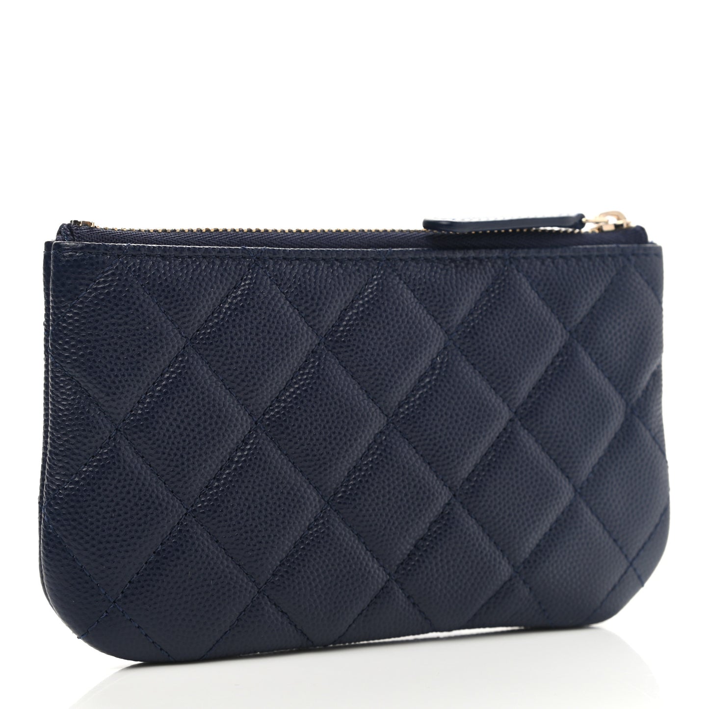 Caviar Quilted Small Cosmetic Case Navy Blue