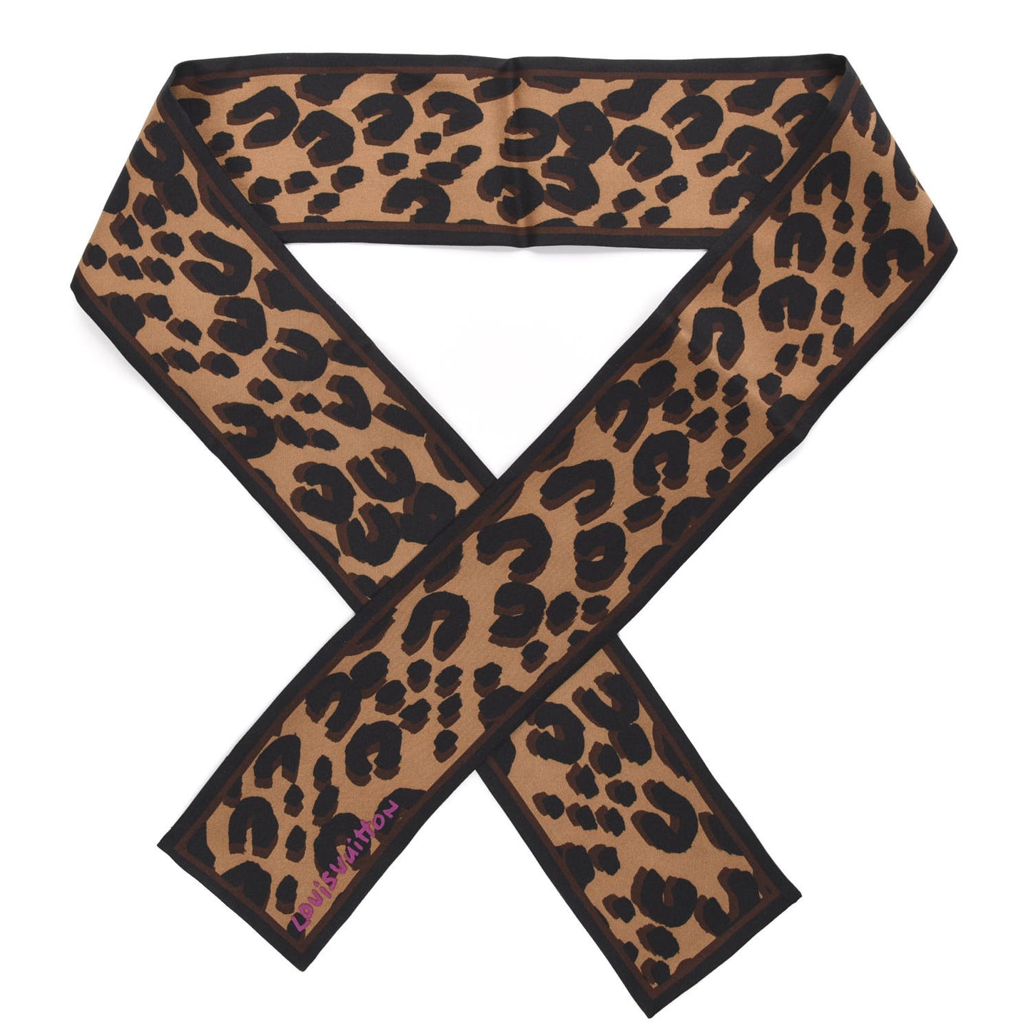 Silk Leopard Bandeau Scarf Marron