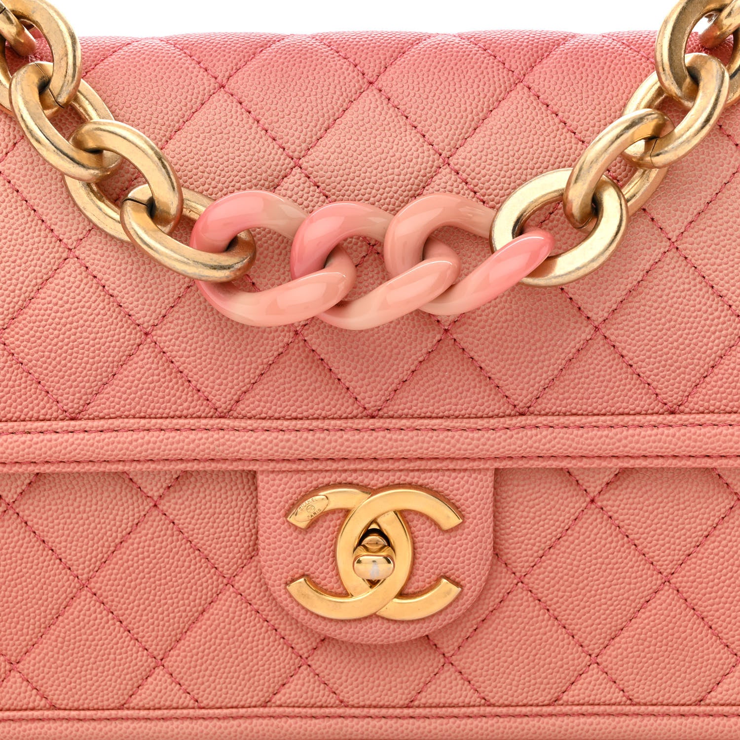 Chanel Caviar Quilted Medium Sunset On The Sea Flap Coral 8 of 10