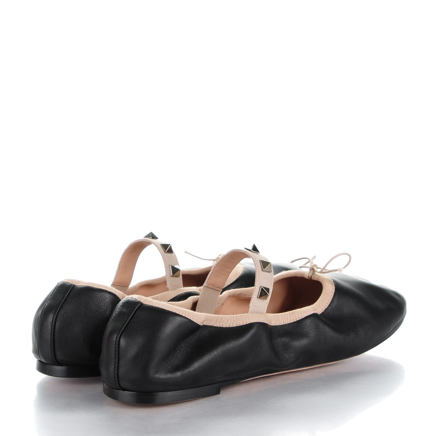 Valentino Garavani Nappa Rockstud Cross Strap Ballerina Flats 39 Black 4 of 9