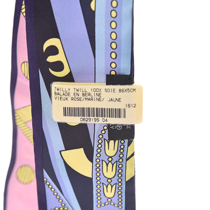 Hermes Silk Blade En Berline Twilly Vieux Rose Marine Jaune 3 of 4