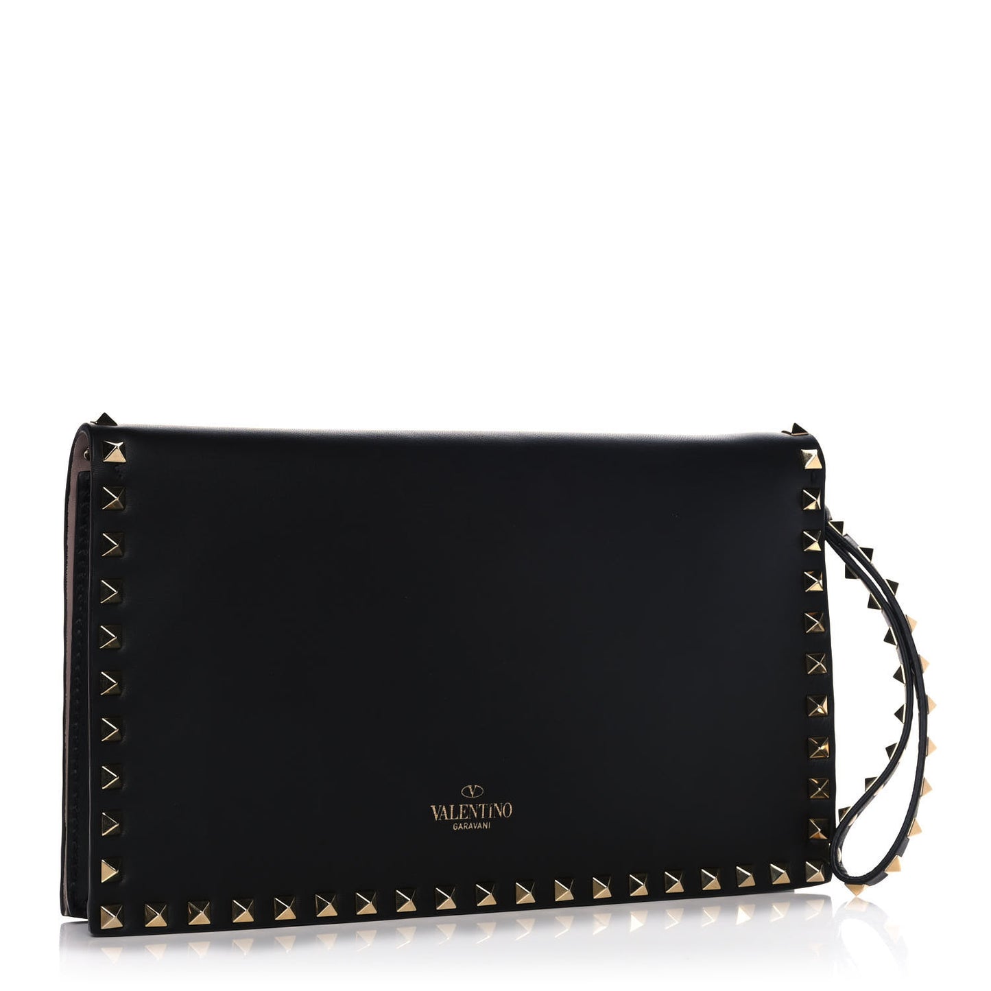 Nappa Rockstud Wristlet Clutch Black