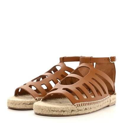 Hermes Calfskin Costanza Espadrille Sandals 36 Beige Dore 3 of 9
