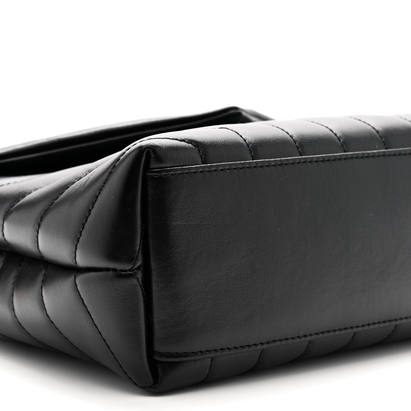 Calfskin Y Quilted Monogram Monochrome Small Loulou Chain Satchel Black