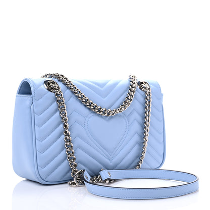 Gucci Calfskin Matelasse Small GG Marmont Shoulder Bag Porcelain Light Blue 3 of 9